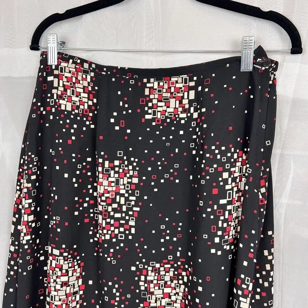 vintage 90s First option geometric maxi skirt black retro sz Sm space funky